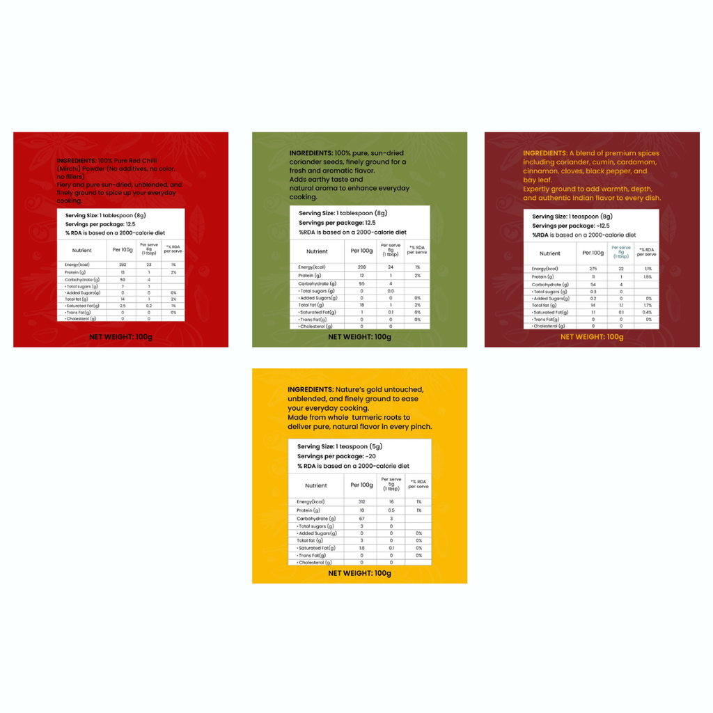 SPICES COMBO-2 (4 Packs 100g Each)