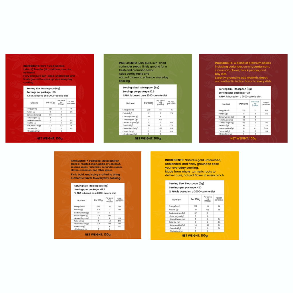 SPICES COMBO-5 (5 Packs 100g Each)